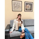 Hermes 2025 Autumn/Winter Collection 🍊 Women's Embroidered Jacquard Wool-Blend Jacket - Genuine Lambskin & Cashmere Tweed - Image 3