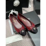 Chanel 2025P Early Spring Collection 🖤 Classic Color-Block Ballet Flats - Round Toe w/ Crystal Butterfly Logo & Full-Grain Leather - Image 11