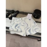 Chanel 2025M CoCo Beach Resort Collection 💗 Print Logo High-Waisted Denim Shorts - Slimming Cut w/ Pockets - Image 2