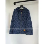 Louis Vuitton 2025 Early Fall Collection 🆕 Wang Hedi Inspired Denim Jacket - Printed Jacquard Logo w/ Fringe Embroidery & Zip-Up Hood - Image 12