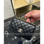 Chanel 2025S Sakura Pink Edition 🌸 Heavy Crystal-Embellished CC Handle Bag - Trendy Letter Logo w/ Detachable Chain ⛓️ - Image 12