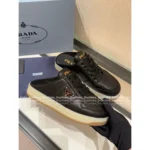 Prada Lazy Girl’s Favorite! 2025S New △ Triangle Logo Genuine Leather / Metallic Accent Lace-Up Mules for Women - Image 8