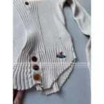 Vivienne Westwood 2025SS Early Fall Collection 🪐 Curved Embroidery Logo Top - Vertical Stripe Button-Down Stretch Knit - Image 2