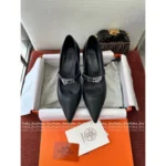 Hermes Stunning!❕🍊 2025SS Spring/Summer Collection - Kiara Kitten Heel Kelly Buckle Flats - 4cm Heel & Imported Full-Grain Leather - Image 9