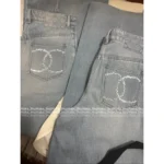 Chanel 2025SS Early Spring Collection 👖 High-Waisted Slim-Fit Jeans - Back Pocket Crystal Embroidery Logo & Flattering Fit - Image 8