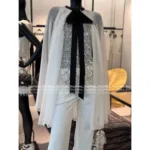 Chanel 2025C Runway Collection 🤍 "Rich Girl" Heirloom Cape - Heavyweight 100% Mulberry Silk w/ Dramatic Bow - Image 11