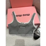miumiu 25SS Spring/Summer Collection 🩶 Layering Essential Top - Stretchy Knit Camisole w/ Petal Hem - Image 3