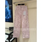 Chanel 2025M CocoBeach Resort Collection 🔎 High-Waisted Wide-Leg Jeans - Slimming Straight Cut w/ Printed Logo - Image 3