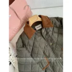 miumiu 25 New Autumn/Winter Collection Suede Patchwork Quilted Pocket Warm Army Green Cotton Jacket for Women - Image 11