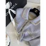 Chanel Early Fall Collection 💜 Lilac Peter Pan Cardigan - Hand-Crochet Collar Open-Front Coat - Image 6