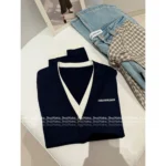 ANNANDELMAN 2025 Early Fall Two-in-One Cardigan 🆕 V-Neck Logo Wool Blend Knit Open Front - Image 8
