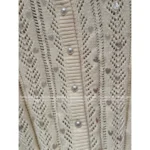 VALENTINO 2025SS Early Fall Runway Knit 🤍 Elegant Loop Yarn Cardigan with Pearl Buttons & Sequins** - Image 7