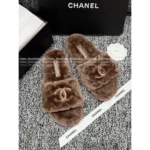 Chanel 25B FW Embroidered Logo Slippers 🐑 Lambswool House Slides & Lazy Home Shoes - Image 3