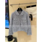 Chanel 25B FW Artisan Lace Cardigan Set 🩵 Hand-Embroidered Knit & Skirt with Silk Lining** - Image 6