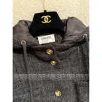 Chanel 25 Autumn/Winter Collection 🔍 Black Hooded Pocket Tweed Knit Coat Loose Fit - Image 9