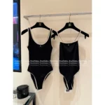 Chanel 2025 Coco Beach Collection 🩱 Crystal Logo Swimsuit Set - One-Piece & Bikini w/ Detachable Straps - Image 2