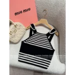 miumiu 2025SS Spring/Summer Collection 🖤 Letter Logo Sleeveless Vest - Color-Block Straps & 100% Imported Wool - Image 14