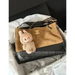 Chanel In Stock 🤎 2025A Haute Atelier Runway Tote - Suede Color-Block w/ Metal Chain Strap ⛓️ Full YKK® Hardware - Image 4