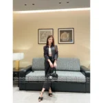 Chanel 25A Early Fall Collection 🔎 Quilted Blazer with Jewel Buttons - Notch Lapel Jacket & High-Waist Tie-Wide Trousers - Image 2