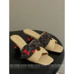 Louis Vuitton 25SS Spring/Summer Cherry Collection 🍒 Design-Forward Kitten Heel Sandals - Raffia Woven Uppers & Cherry Stem Heels - Image 23