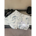 Chanel 2025M CoCo Beach Resort Collection 💗 Print Logo High-Waisted Denim Shorts - Slimming Cut w/ Pockets - Image 17