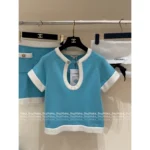 Chanel 25S Spring/Summer Collection 🩵 Color-Block Knit Set - Crystal Brooch Wool Coordination (Haute Minimalism) - Image 4