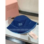 miumiu 2025 Spring/Summer Collection 🧢 Gift Box Packaging - Hand-Embroidered Letter Logo w/ Fringe Detail (Bucket Hat / Baseball Cap) - Image 3