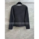 Chanel 2025B Early Fall Collection 🖤 Color-Block Trim Cardigan - Black Base w/ Subtle Glitter & Lace Edging - Image 4