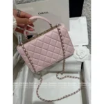 Chanel 2025S Sakura Pink Edition 🌸 Heavy Crystal-Embellished CC Handle Bag - Trendy Letter Logo w/ Detachable Chain ⛓️ - Image 11