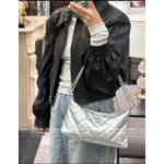 Chanel In Stock — New White 🤍 2025A Hobo Shoulder Bag / Dumpling Bag, Imported Genuine Leather, Multiple Carrying Styles - Image 5