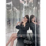 Chanel 25B Fall/Winter Collection 🖤 Women's Imported Tweed & Sequin Robe Coat - Bouclé Weave w/ Dramatic Lapel - Image 2