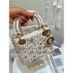 Dior Personal Collection~ Socialite's Treasured Piece ⭐️ 2025 Limited Edition Silk Satin Embroidered Beaded Snowflake Lady Dior Bag - Gift Box Packaging - Image 8