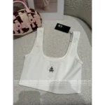 CHROME HEARTS Hot Girl Must-Have ~ 🤍 2025 Spring/Summer Collection - Metal Cross Logo Stretch Ribbed Knit Tank Top for Women - Image 5