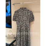 miumiu "French Retro Cottagecore Style" 🌼 2025SS Spring/Summer Collection - Bubble Sleeve Bow Tie V-Neck Print Maxi Dress - Image 8