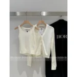 Dior 2025 Early Spring Collection 🐝 100% Kashmir Cashmere Knit Set - Bee Embroidered Cardigan & Vest Top - Image 5
