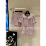 Chanel 2025P Spring/Summer Runway Collection 💗 Italian Tweed Coord Set - Doll Collar Top & Suspenders w/ Printed Lining - Image 7
