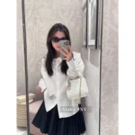 Dior 2025 Early Spring Collection ⭐️ Bee Embroidered Logo White Shirt - Off-Shoulder Straps & Relaxed Fit Blouse - Image 5