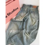 ACNE STUDIOS Must-Have Hot Girl Jeans 👖 Celebrity Outfit - Ombre Wash Distressed Paint-Splatter Wide-Leg Denim - Image 8