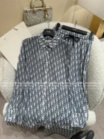 Dior 2025SS Spring/Summer Collection 🆕 Jacquard Logo Sheer Shirt Set - Notch Collar Sun Protection Top & Relaxed Pants - Image 11