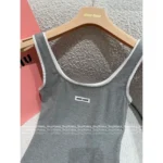 miumiu 25SS Spring/Summer Collection 🩶 Layering Essential Top - Stretchy Knit Camisole w/ Petal Hem - Image 2
