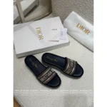 Dior 2025 Spring/Summer Collection ⭐️ Heavyweight Embroidery Platform Slides - Leather Upper w/ Jacquard Logo & Chunky Sole - Image 6