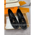 Louis Vuitton 👞2025Classic leather openwork lock loafers shoes ladies - Image 12