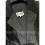MAISON MARGIELA Patchwork Design Wool Jacket with Embroidered Logo Pocket & Suit Lining, Loose Fit, Unisex - Image 13