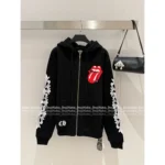CHROME HEARTS 2025SS Early Fall Lip Print Hoodie 👄 Sanskrit Logo Zip-Up Sweatshirt with Red Lips Design** - Image 14