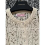 VALENTINO 2025SS Early Fall Runway Knit 🤍 Elegant Loop Yarn Cardigan with Pearl Buttons & Sequins** - Image 6