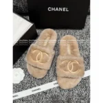 Chanel 25B FW Embroidered Logo Slippers 🐑 Lambswool House Slides & Lazy Home Shoes - Image 2