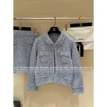 Chanel 25B FW Artisan Lace Cardigan Set 🩵 Hand-Embroidered Knit & Skirt with Silk Lining** - Image 5