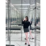 Chanel 25A Haute Atelier Collection 🔎 Heavy Crystal Embroidered Sweater - Black Cashmere Round Neck Pullover w/ Floral Motif - Image 5