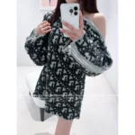 Dior 2025 Fall/Winter Collection 🆕 Jiangzhehu "Rich Girl" Private Style - Heavy 3D Embossed Zip-Up Off-Shoulder Sweater - Image 24