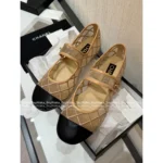 Chanel 25M Coco Beach Collection 🔎 Mesh Embroidered Quilted Mary Janes - Round Toe & Lambskin Lining for Comfort - Image 17